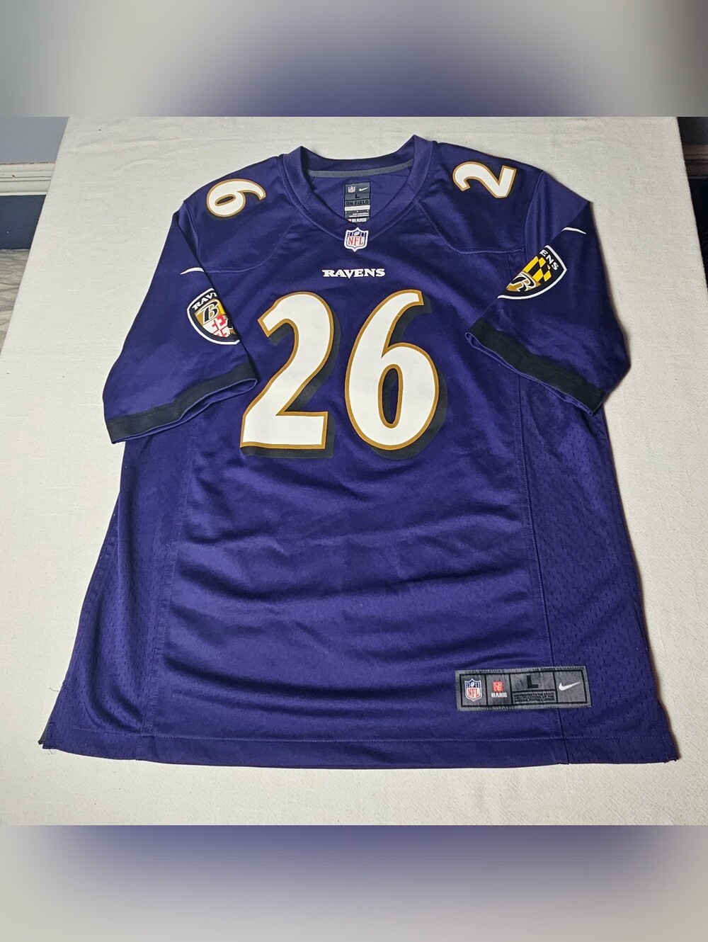 Nike Baltimore Ravens #26 Purple Football Jersey Mens Size Large